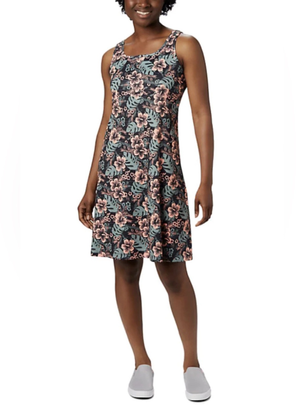 COLUMBIA BLACK FLORAL OMNI-FREEZE UPF50 PFG M NWT